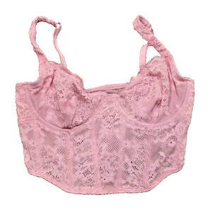 Hollister Gilly Hicks Pink Lace Corset Bustier Bra Top Coquette Y2K M Festival